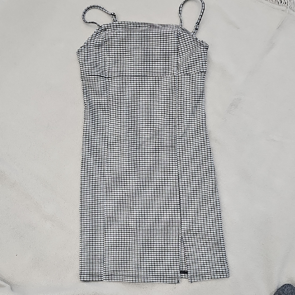 Garage Black and White Checkered Midi Dress